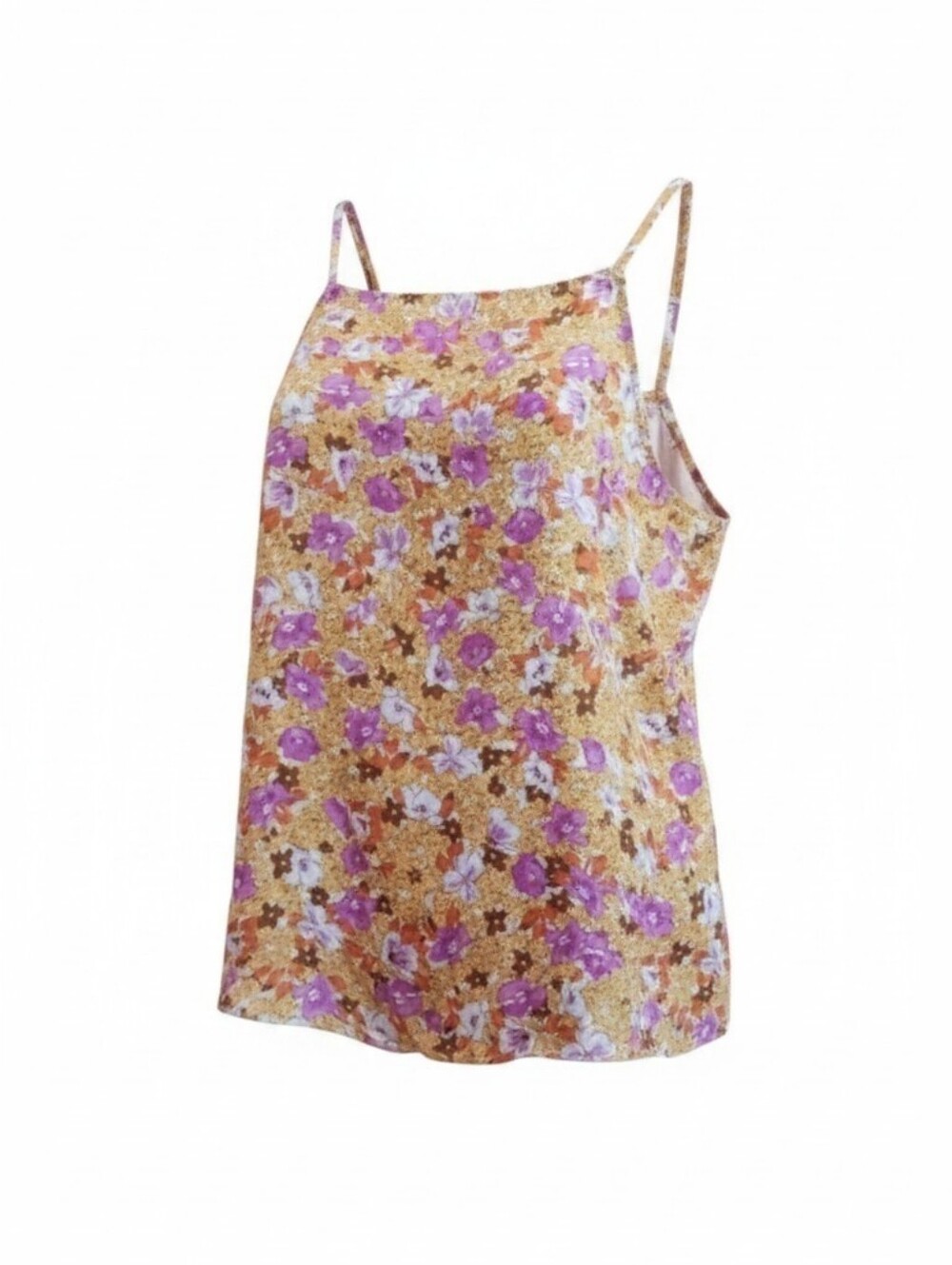 Ann Taylor High Neck Floral Blouse - Purple and Yellow
